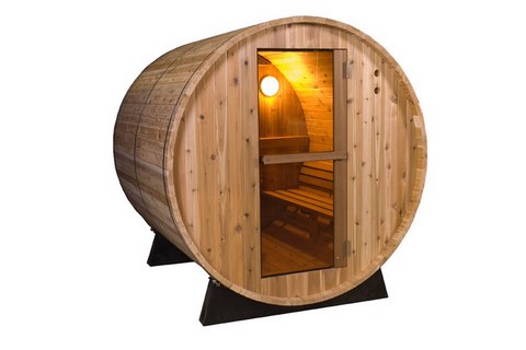 sauna forme tonneau pour extérieur red cedar